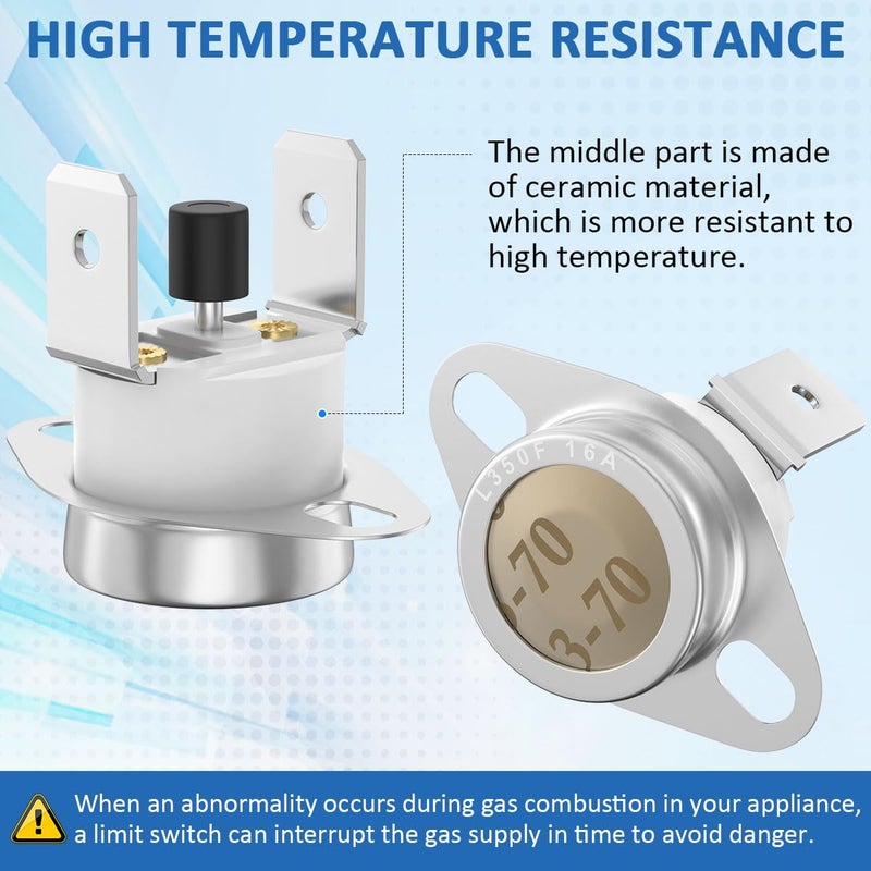 WKZO 47-22861-01 Limit Switch Replacement for Rheem Furnace,L350F Furnace Switch 250V/10A Used for Gas Furnace Microwave Refrigerator and General Electrical Equipment Supplies,L350 Srl350 350F-2PCS - Image 3